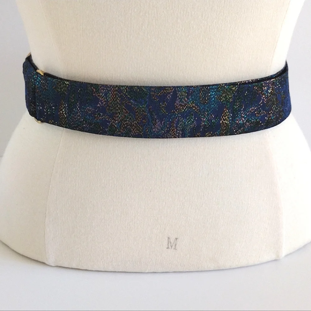 Vintage 80s Ione Jewel-Tone Braided Beaded Adjustable Wide Belt